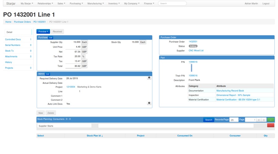 Purchase Order Line Detail